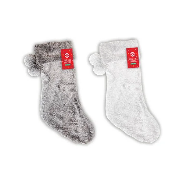 North Pole Faux Fur Stocking 55x20cm