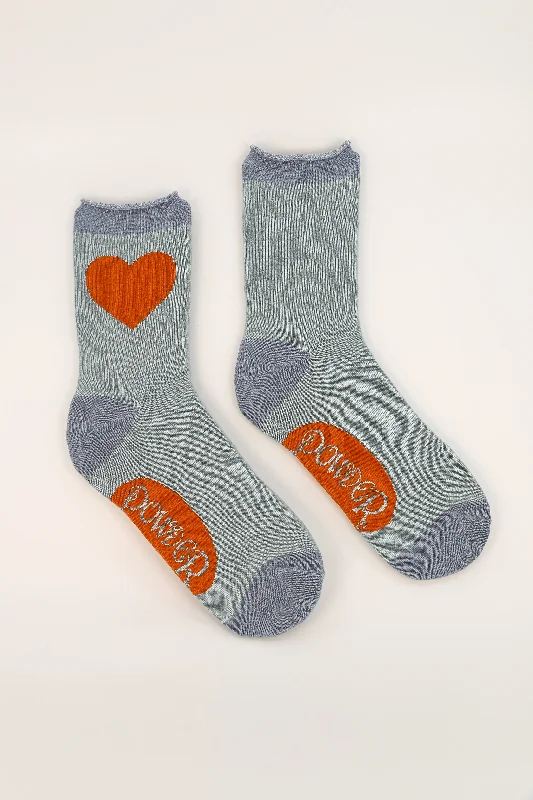 Powder Ladies Bamboo Cotton Knit Socks - You have My Heart - Ice