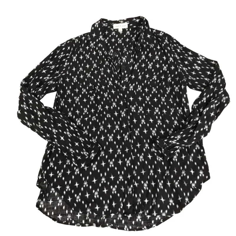 Top Long Sleeve By Cloth & Stone In Black & White, Size: M