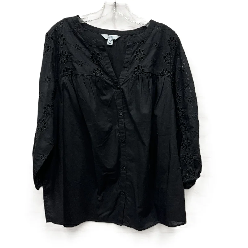 Top Long Sleeve By Croft And Barrow In Black, Size: 1x