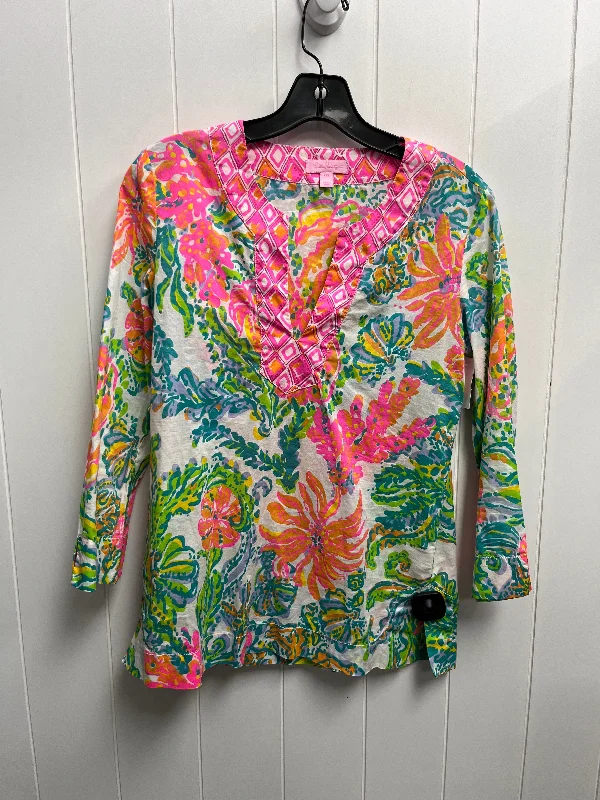 Top Long Sleeve By Lilly Pulitzer In Green & Pink, Size: Xxs