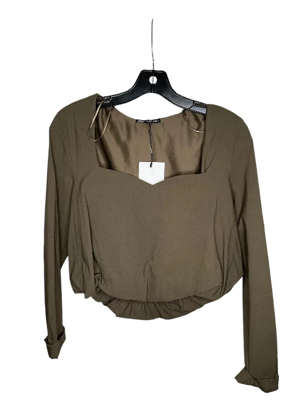 Top Long Sleeve By Zara In Green, Size: S